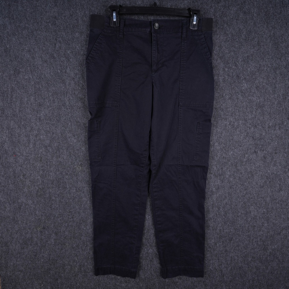 Lee Cargo Pants Women 32" by 29" Size 4/5 Navy Blue Elastic Waist Utility Taper